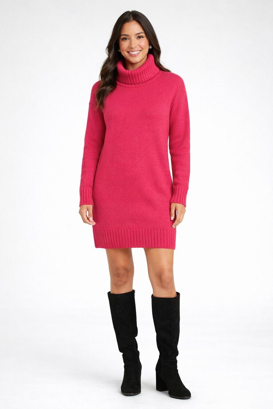 Sonoma Goods For Life Sweater Turtle Neck Dress Pink Yarrow Womens Medium Knit